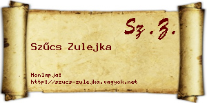 Szűcs Zulejka névjegykártya